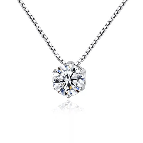 Jewelry - 1ct. Round Cut Lab Diamond 14k Gold Sterling Silver Necklace